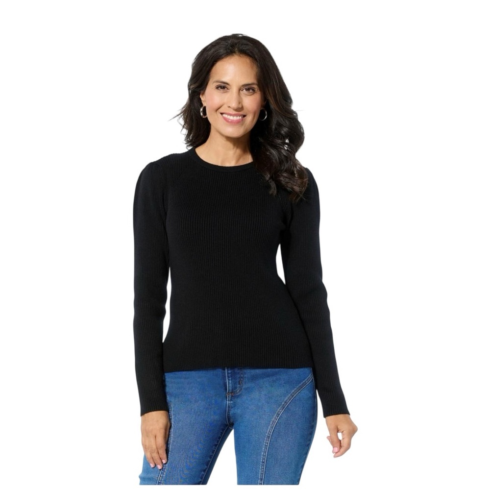 Badgley Mischka Mark & James Black Ribbed Top New with tags